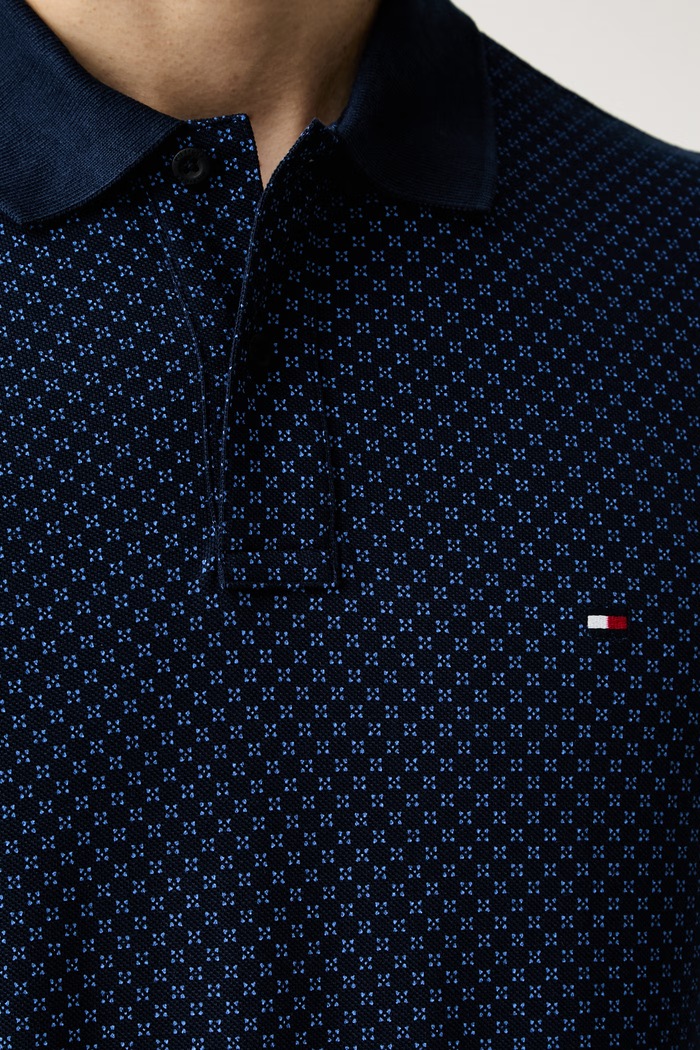 Tommy Hilfiger πόλο ανδρικό βαμβακερό MW0MW43280 σκούρο μπλε