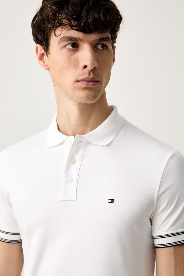 Tommy Hilfiger πόλο ανδρικό βαμβακερό λευκό MW0MW43270