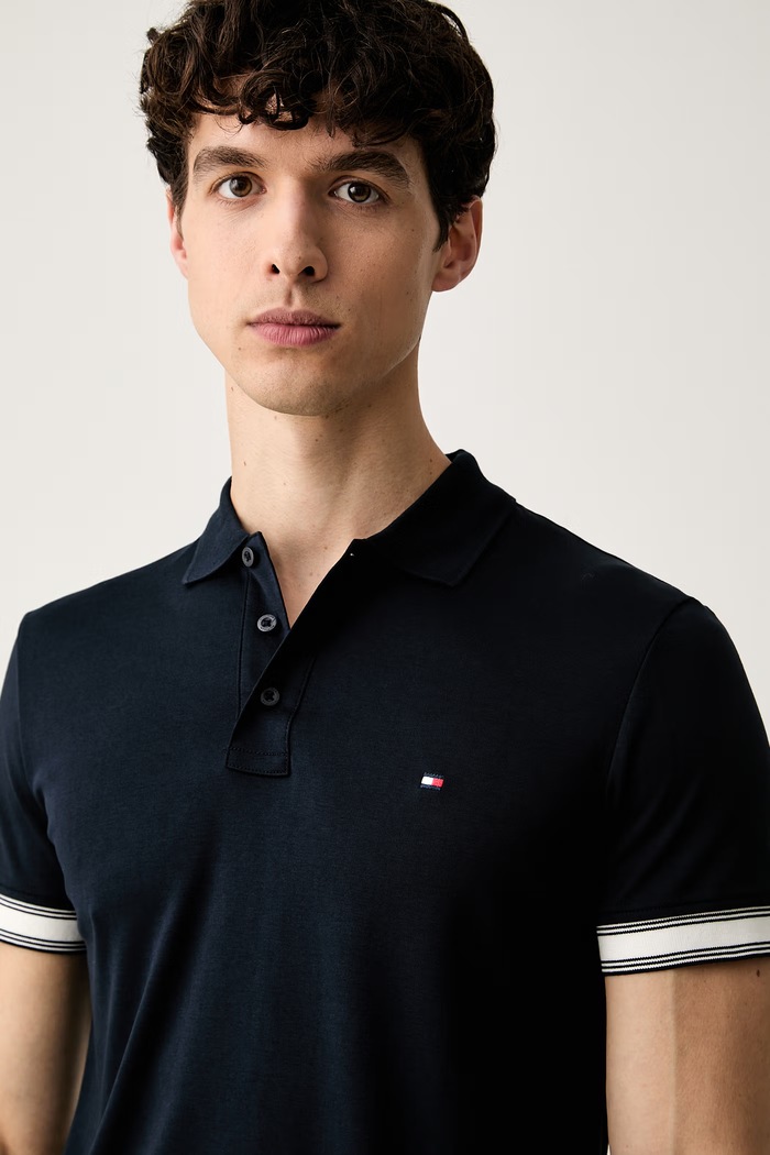 Tommy Hilfiger polo męskie bawełniane granatowy MW0MW43270