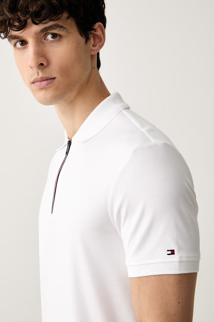 Tommy Hilfiger polo męskie bawełniane biały MW0MW43269
