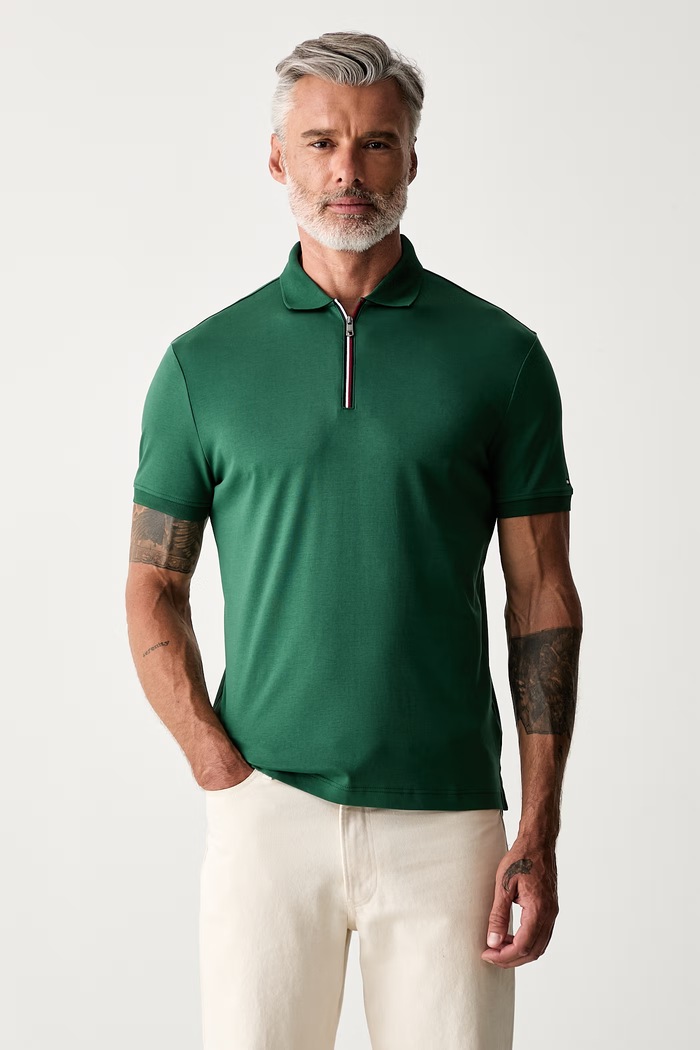 Tommy Hilfiger polo pánské bavlněné zelená MW0MW43269