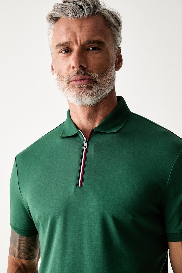 Tommy Hilfiger polo pánské bavlněné zelená MW0MW43269