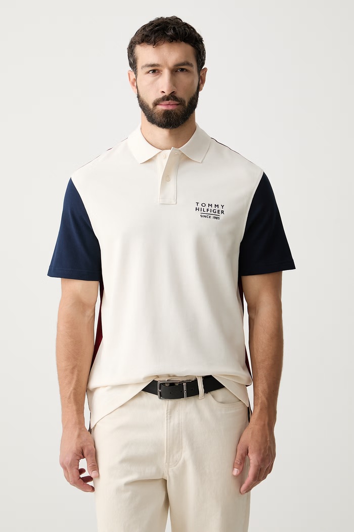 Tommy Hilfiger polo tričko pánske bavlnené s elastanom béžová MW0MW43377