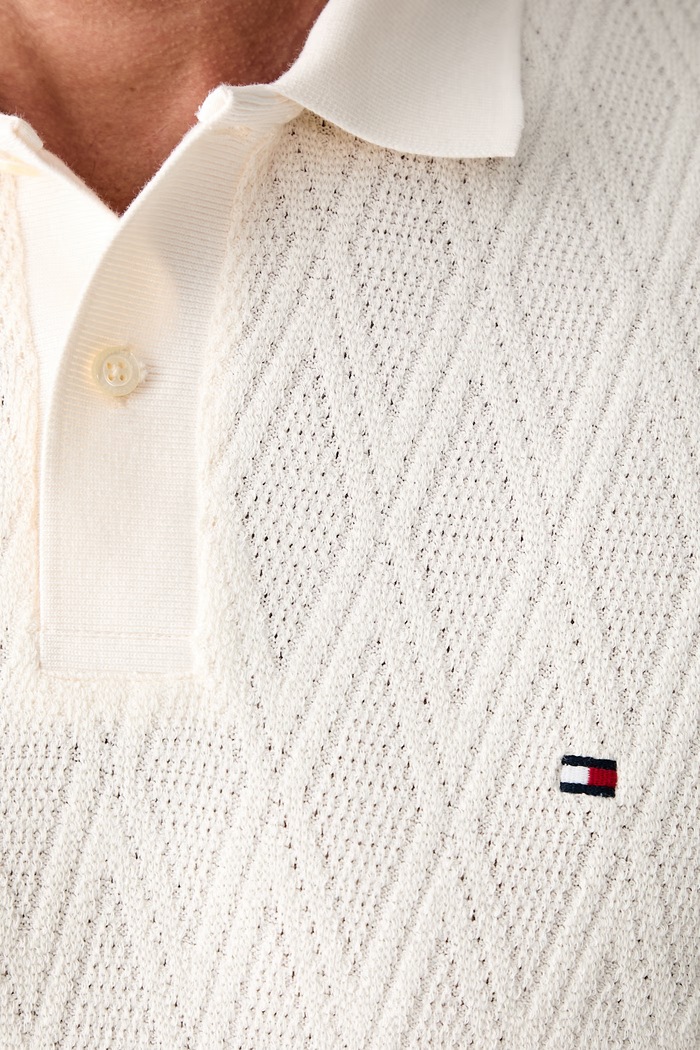 Tommy Hilfiger pletena polo majica za muškarce s lyocellom MW0MW43279 bež