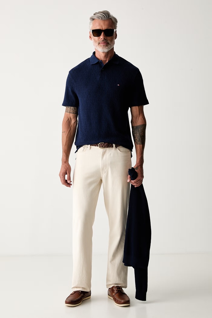 Tommy Hilfiger pletena polo majica za muškarce s lyocellom MW0MW43279 mornarsko plava AW26