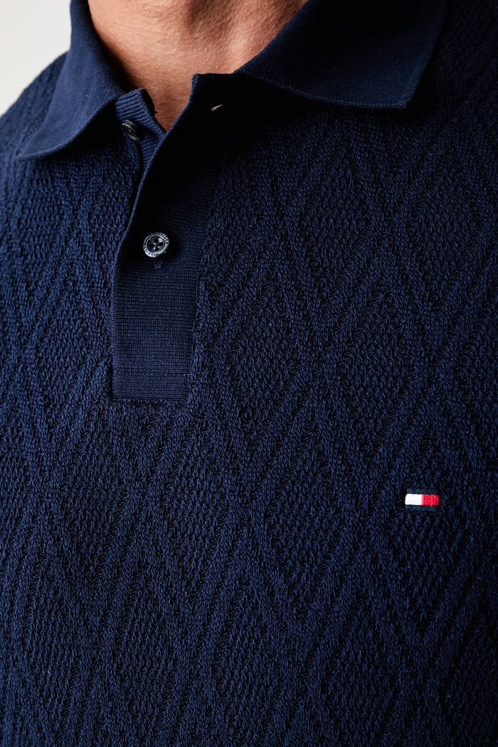 Tommy Hilfiger pletena polo majica za muškarce s lyocellom MW0MW43279 mornarsko plava