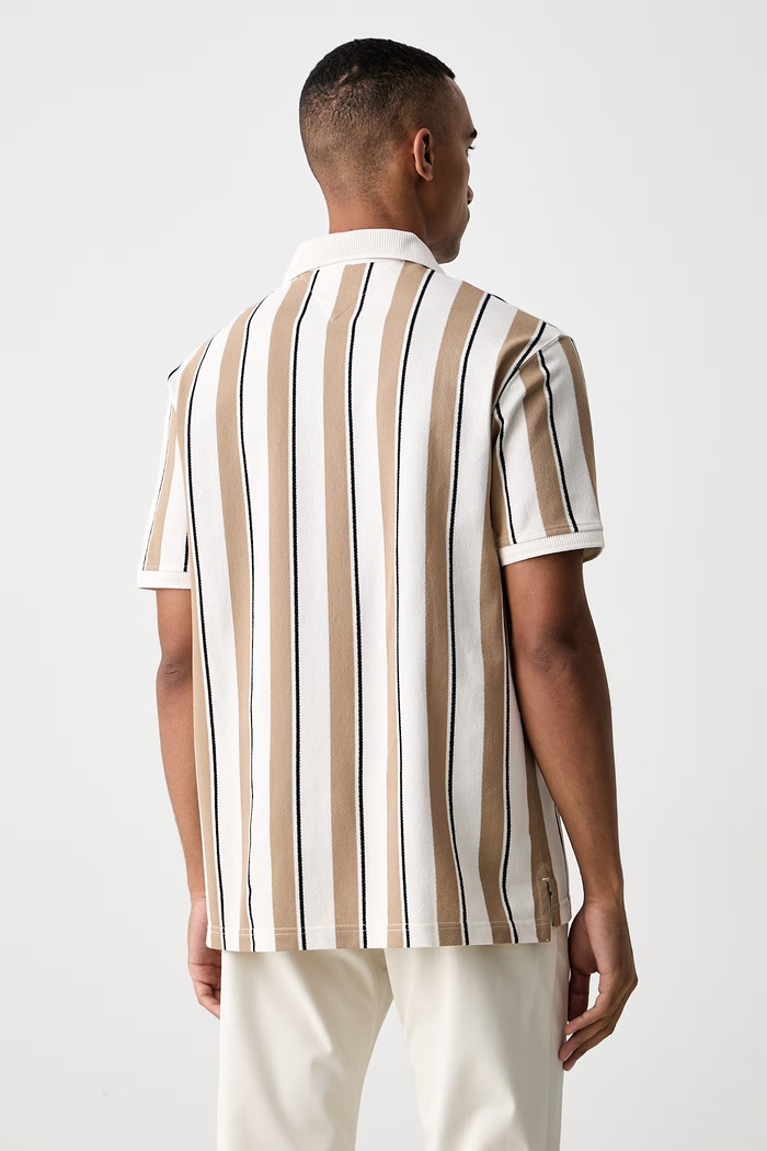 Ρούχα Tommy Hilfiger πόλο ανδρικό βαμβακερό MW0MW43274 μπεζ