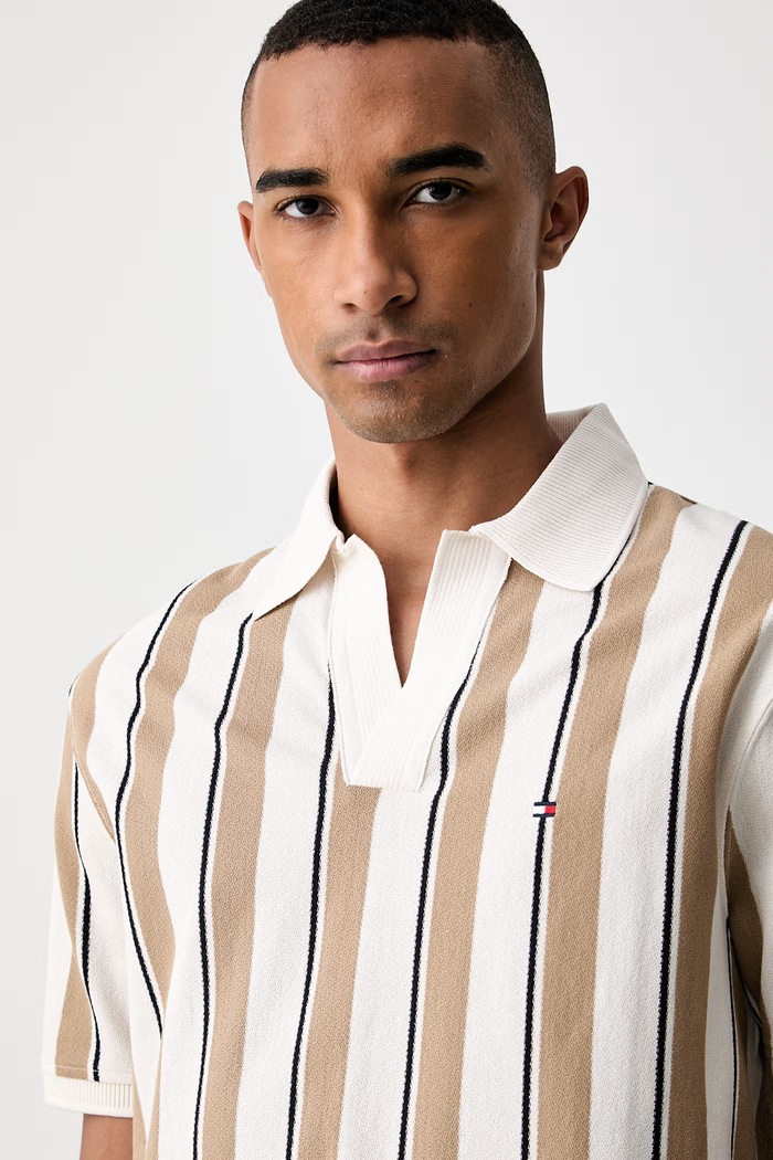 Tommy Hilfiger πόλο ανδρικό βαμβακερό μπεζ MW0MW43274