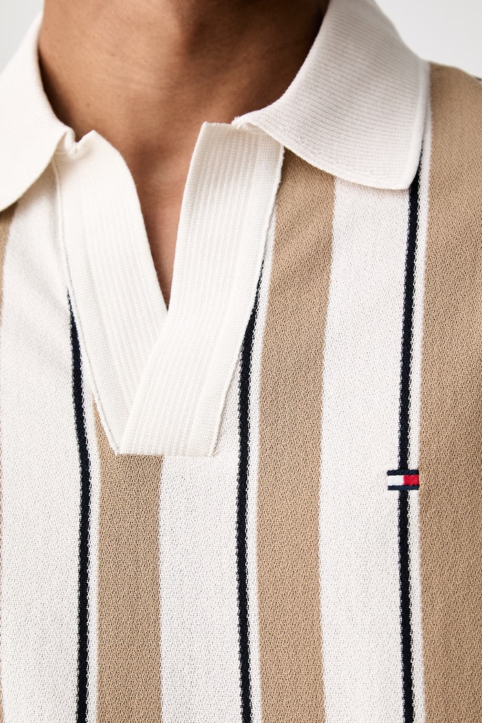 Tommy Hilfiger πόλο ανδρικό βαμβακερό MW0MW43274 μπεζ
