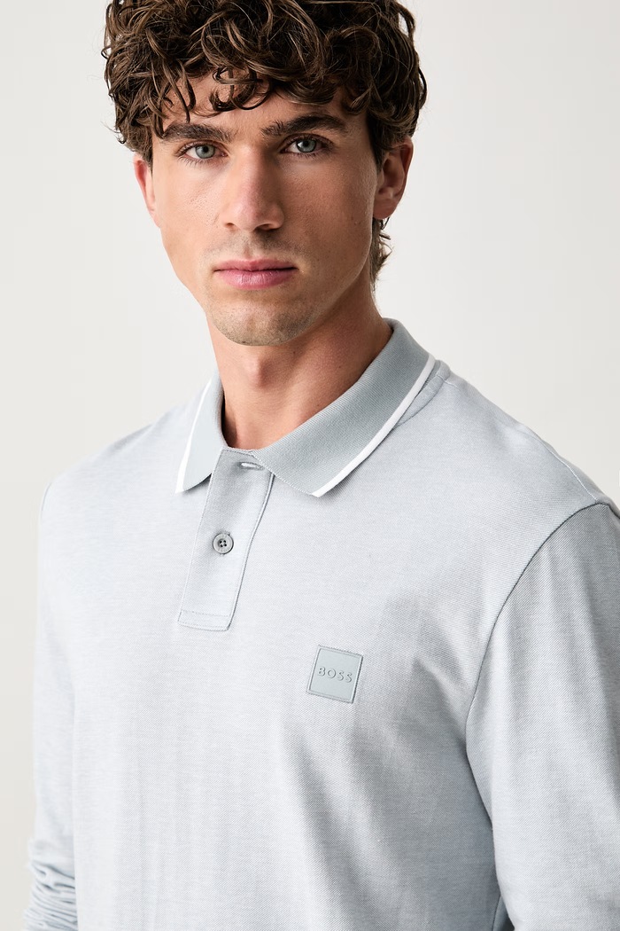 BOSS Orange longsleeve męski bawełniany PasserfordLong niebieski 50566186