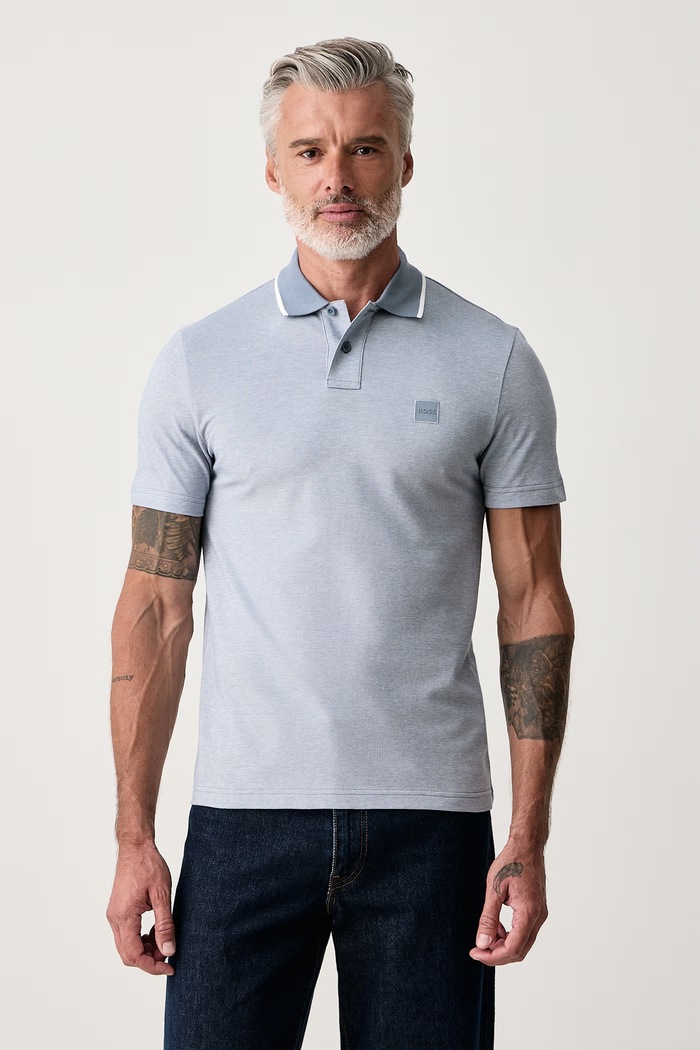 BOSS Orange Polo męskie bawełniane Passerford niebieski 50566185