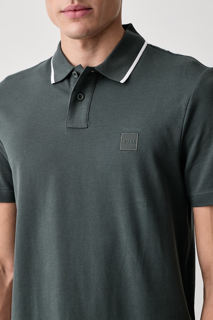 Polo męskie bawełniane Passerford BOSS Orange 50566185 zielony