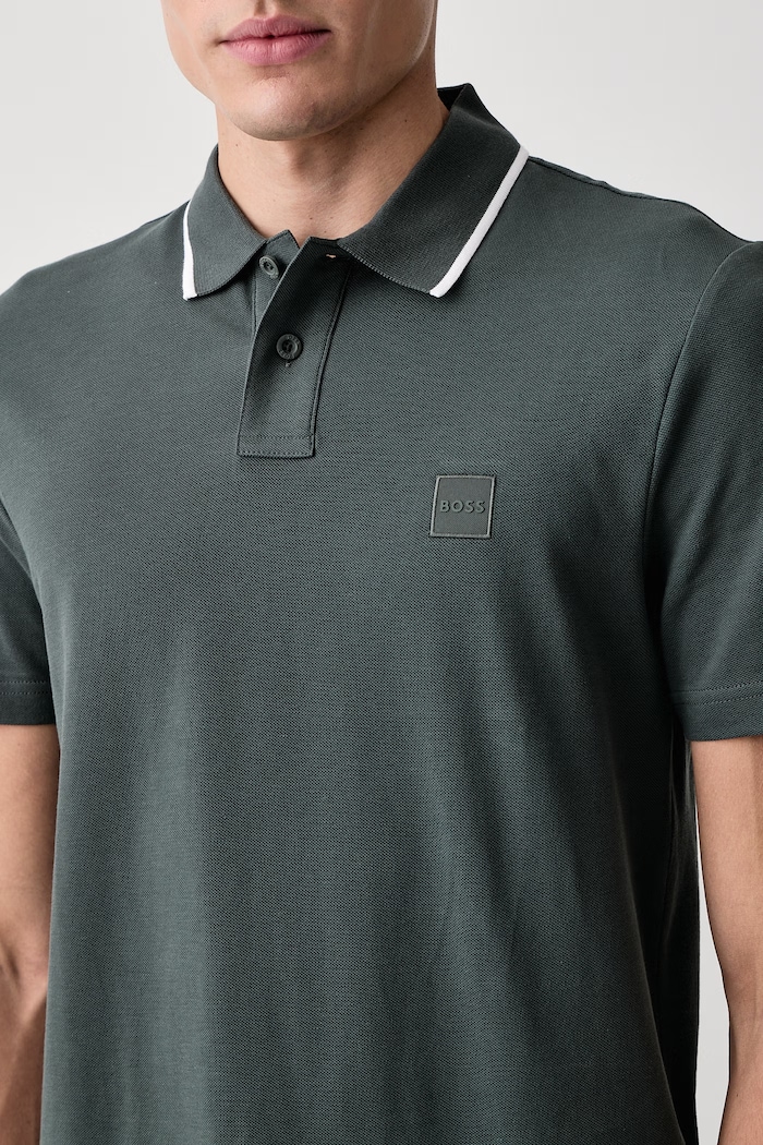 Polo męskie bawełniane Passerford BOSS Orange 50566185 zielony