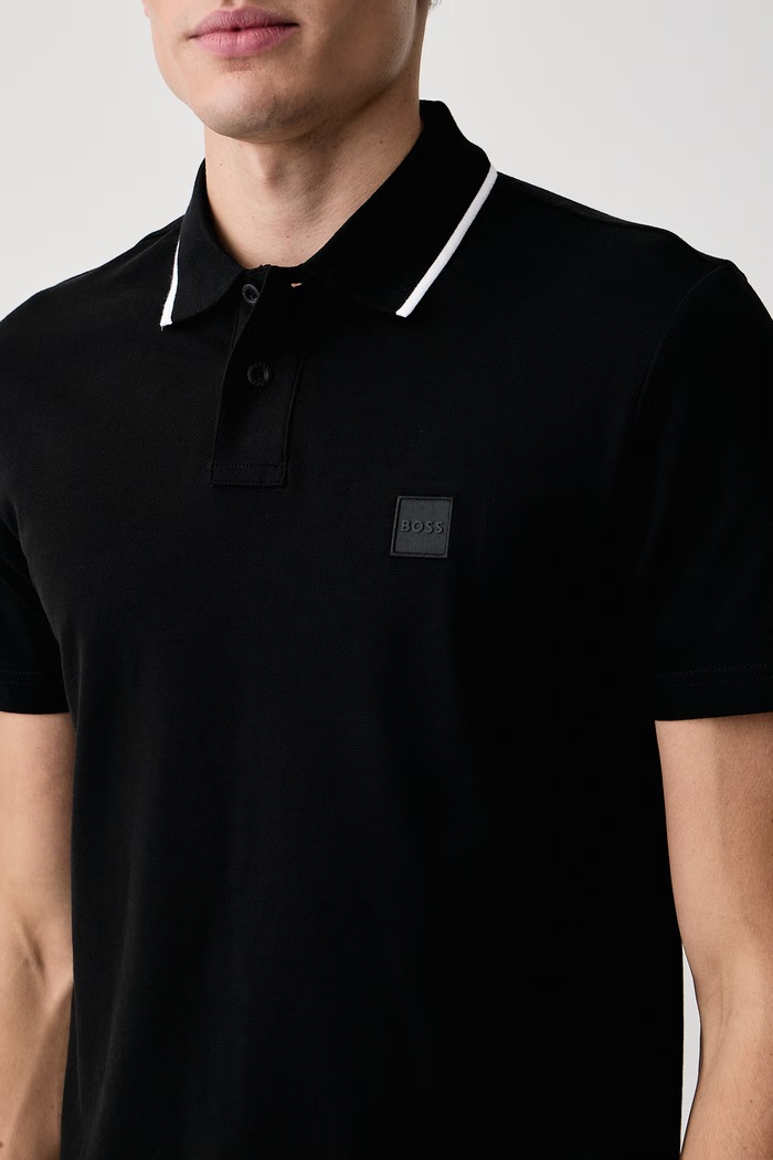 Polo męskie bawełniane Passerford BOSS Orange 50566185 czarny