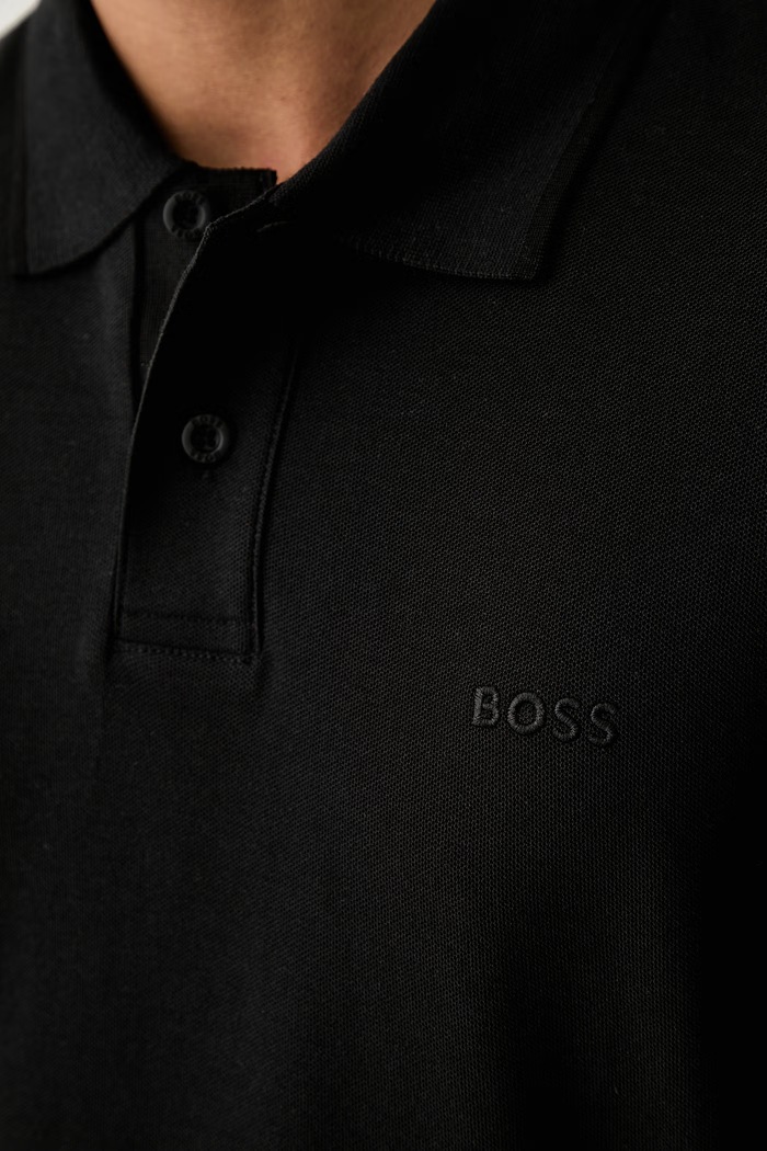 BOSS Orange поло для мужчин из хлопка Phoenix 50560227 чёрный