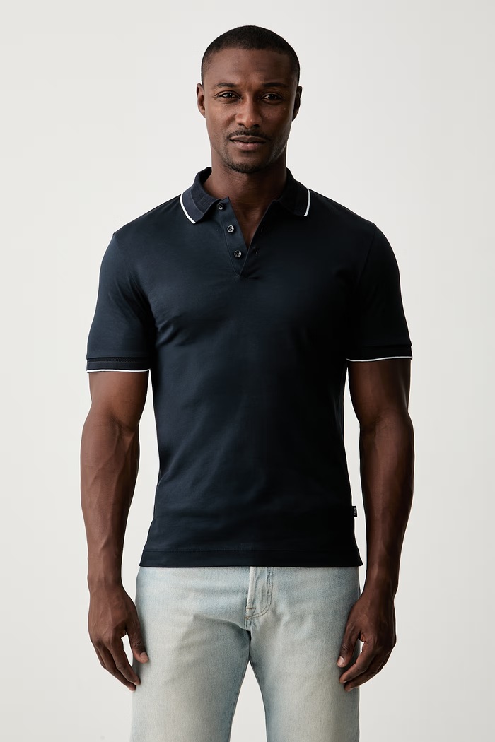 BOSS polo majica za muškarce od pamuka H-Phillipson mornarsko plava 50565587
