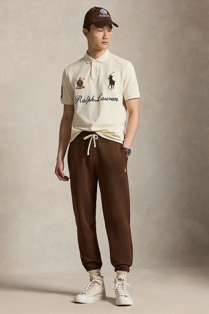Ρούχα Polo Ralph Lauren πόλο ανδρικό βαμβακερό 710B20009 μπεζ