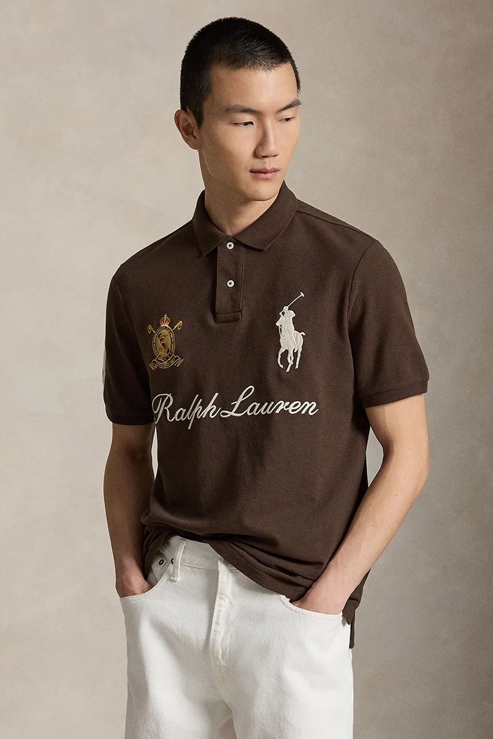 Polo Ralph Lauren πόλο ανδρικό βαμβακερό καφέ 710B20009