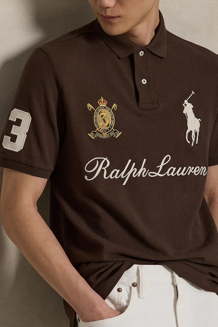 Polo Ralph Lauren πόλο ανδρικό βαμβακερό καφέ 710B20009