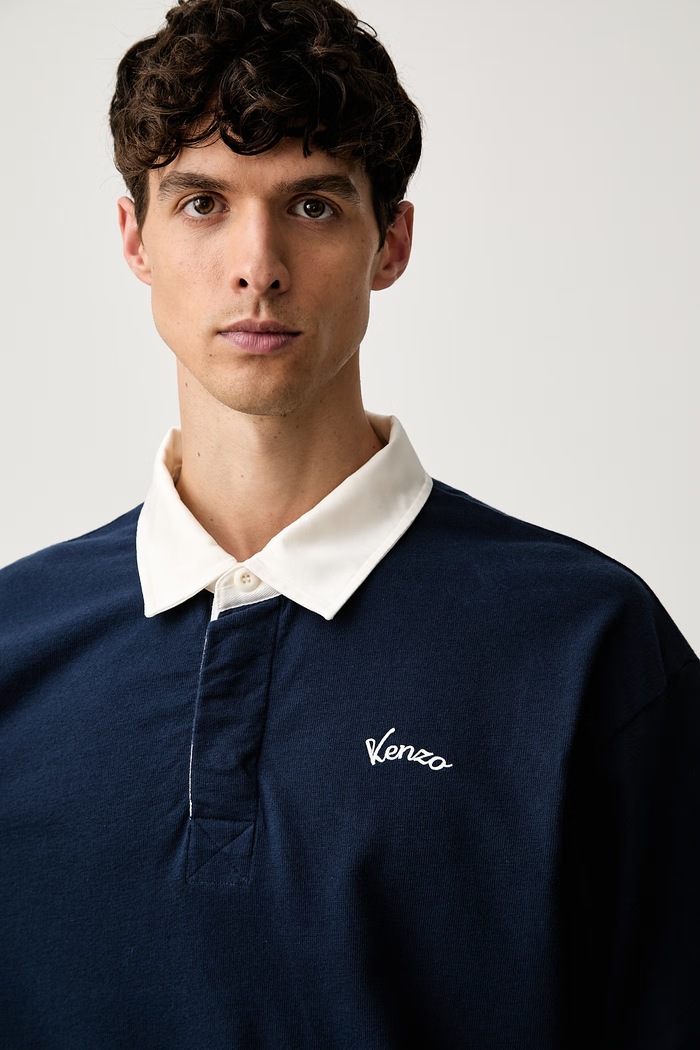 Kenzo polo męskie bawełniane granatowy FG65PO3534SU