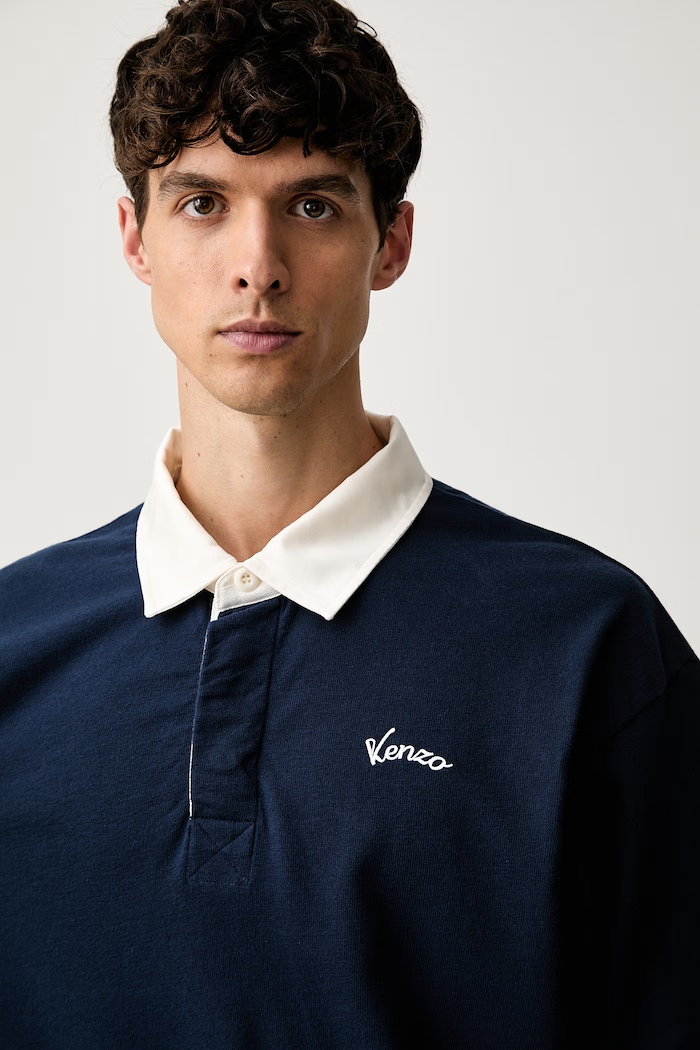 Kenzo polo męskie bawełniane granatowy FG65PO3534SU