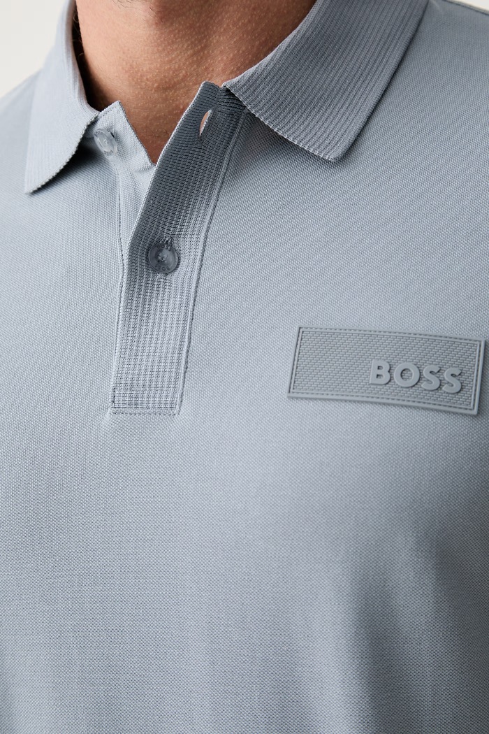 BOSS Green πόλο ανδρικό βαμβακερό Paddy Structure 50565163 μπλε