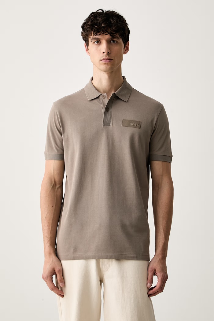 BOSS Green polo męskie bawełniane Paddy Structure beżowy 50565163