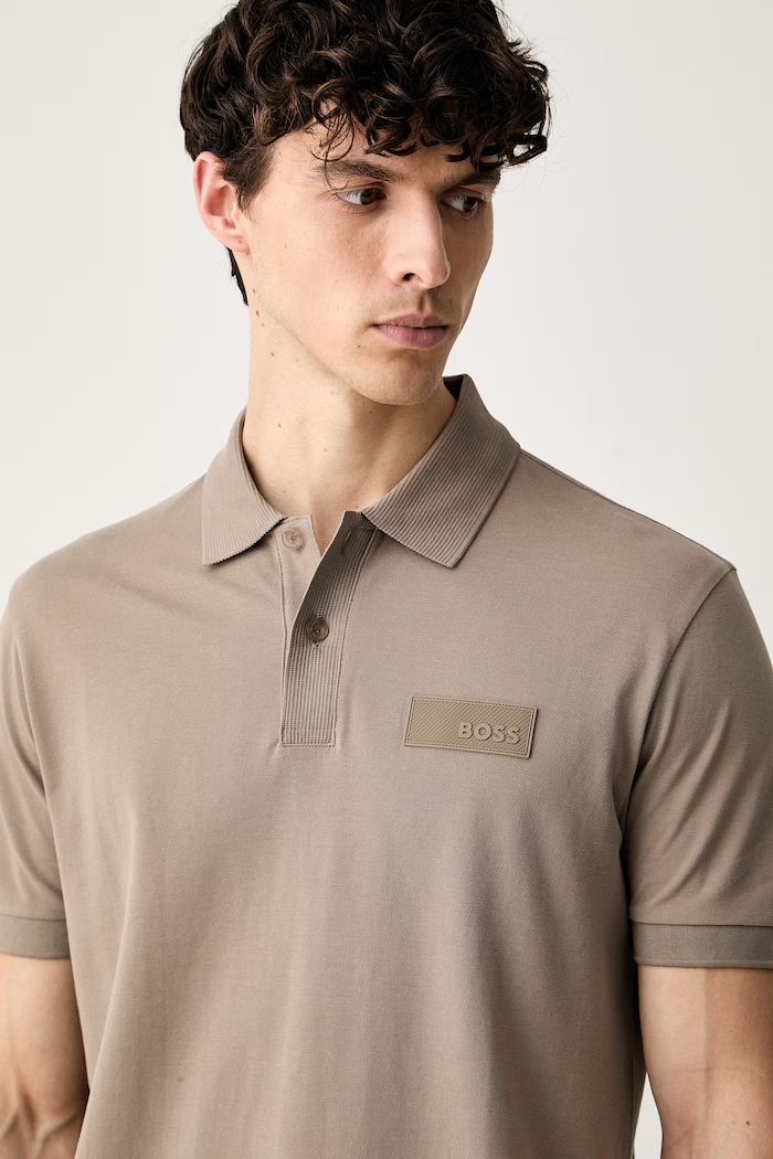 BOSS Green polo męskie bawełniane Paddy Structure beżowy 50565163