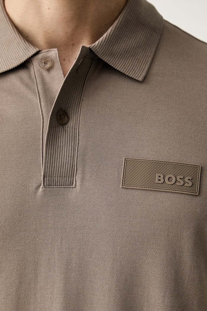 BOSS Green polo męskie bawełniane Paddy Structure 50565163 beżowy