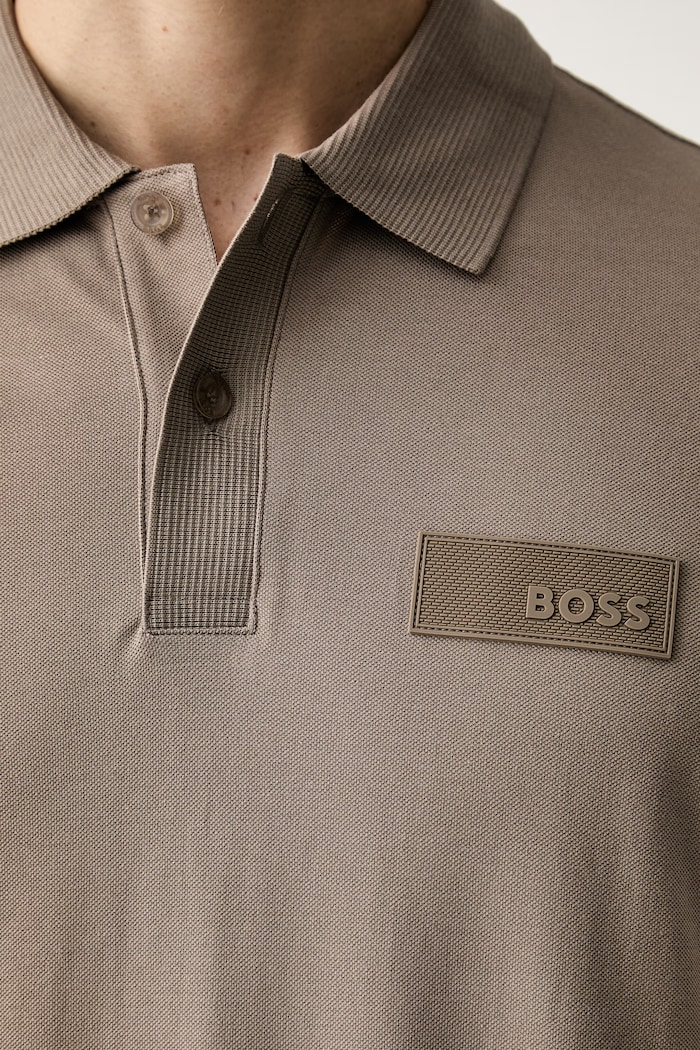 BOSS Green polo męskie bawełniane Paddy Structure 50565163 beżowy