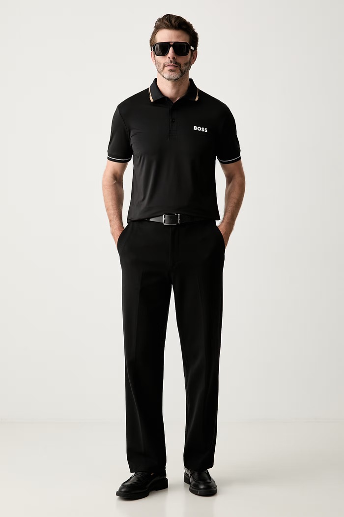 BOSS Green polo męskie Paul Pro 50506203 czarny AW26