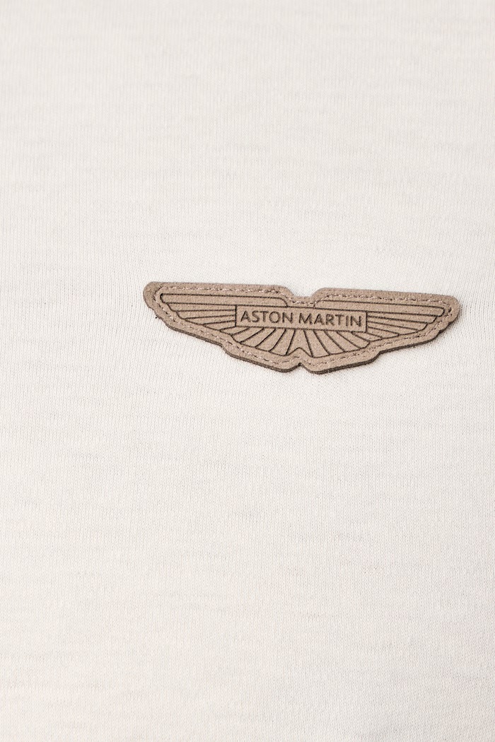 Тениска с яка мъжка от памук BOSS x Aston Martin BOSS бежов 50575003