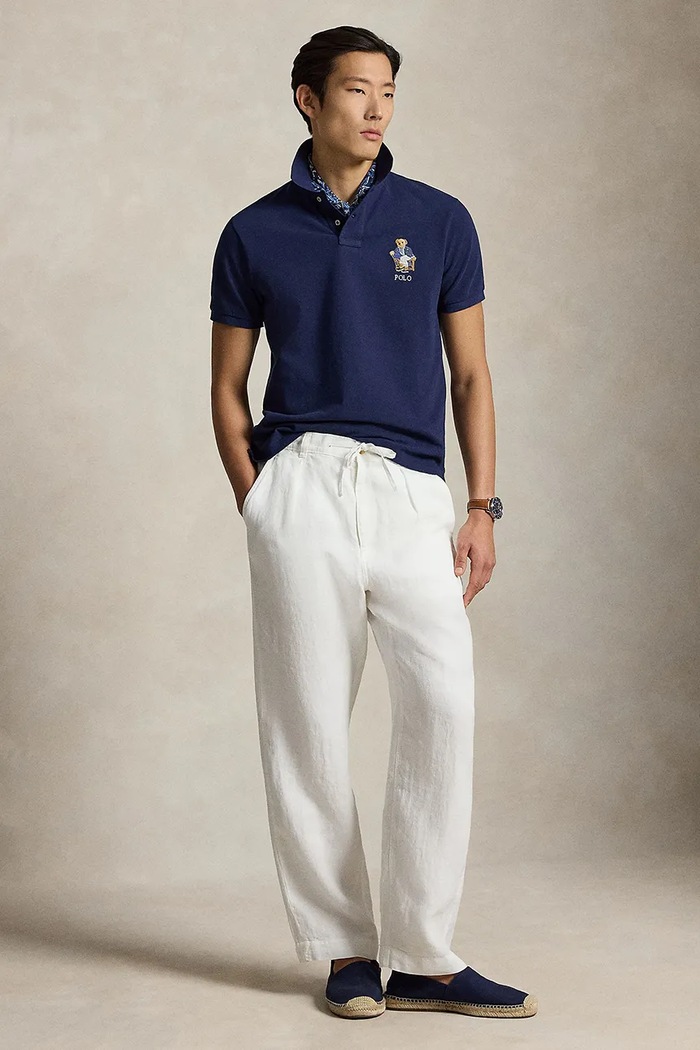 Odzież Polo Ralph Lauren polo męskie bawełniane 710B18546 granatowy