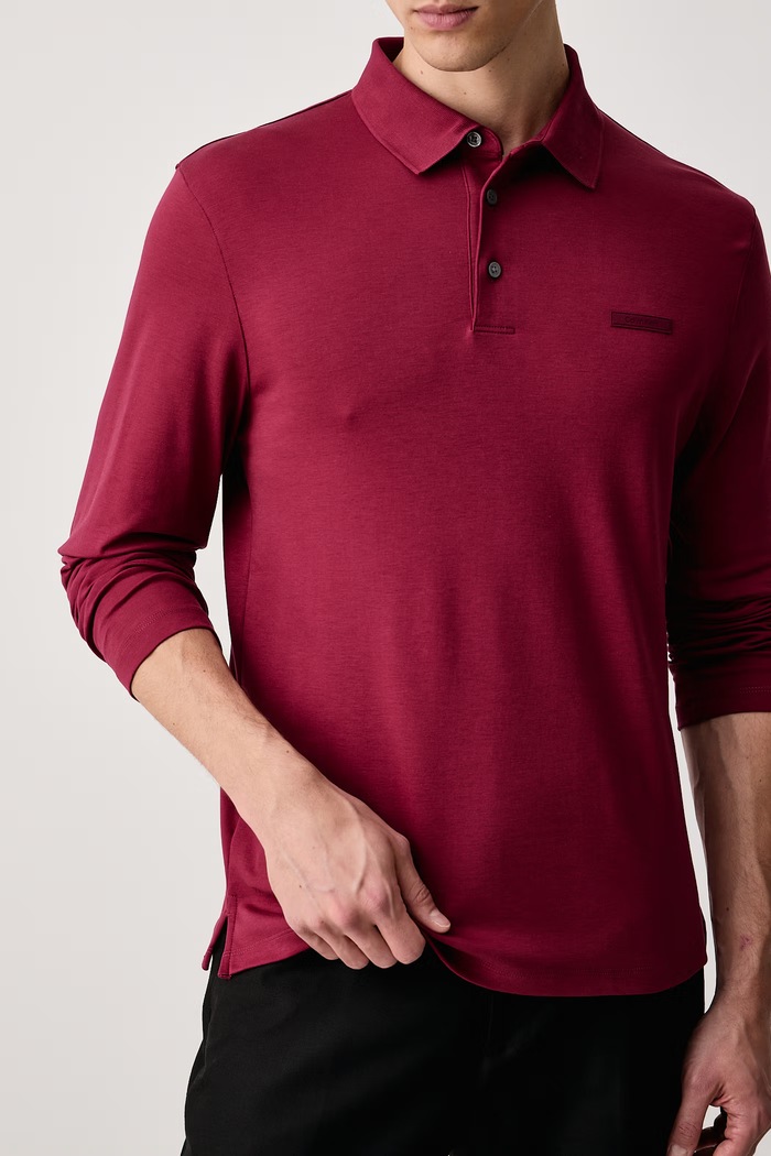 Longsleeve męski bawełniany Calvin Klein LV04LH240G bordowy