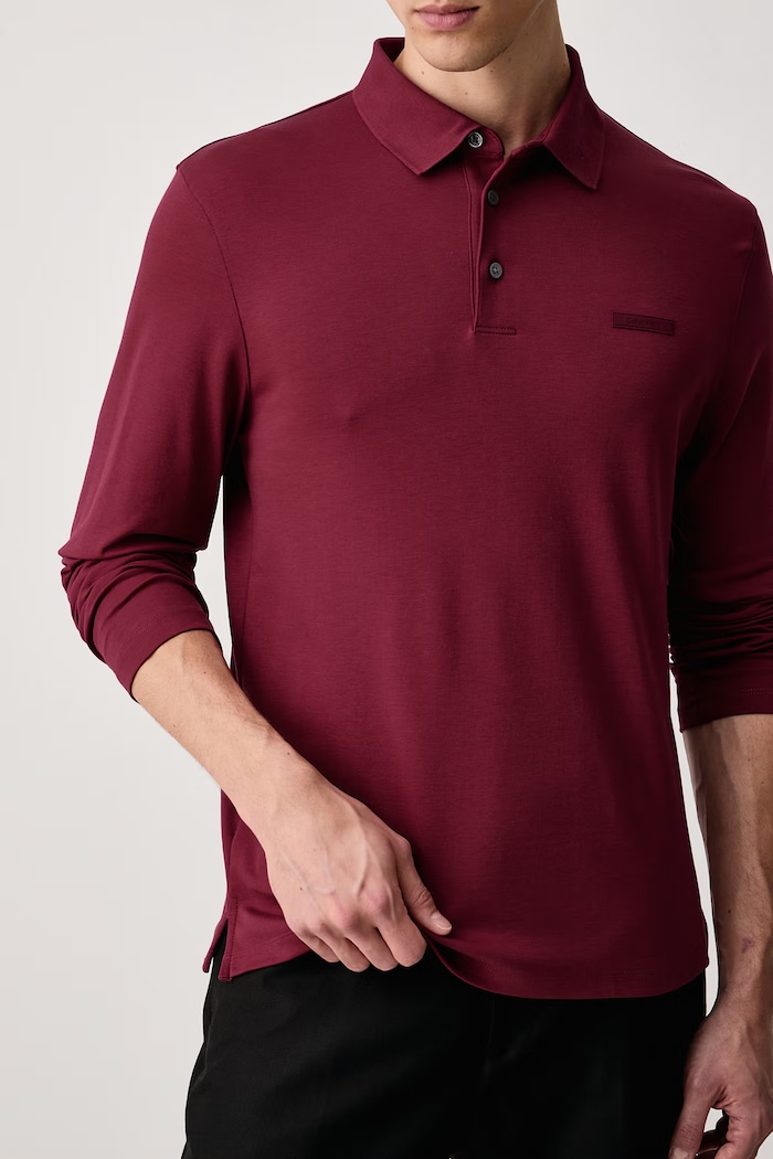 Longsleeve męski bawełniany Calvin Klein LV04LH240G bordowy