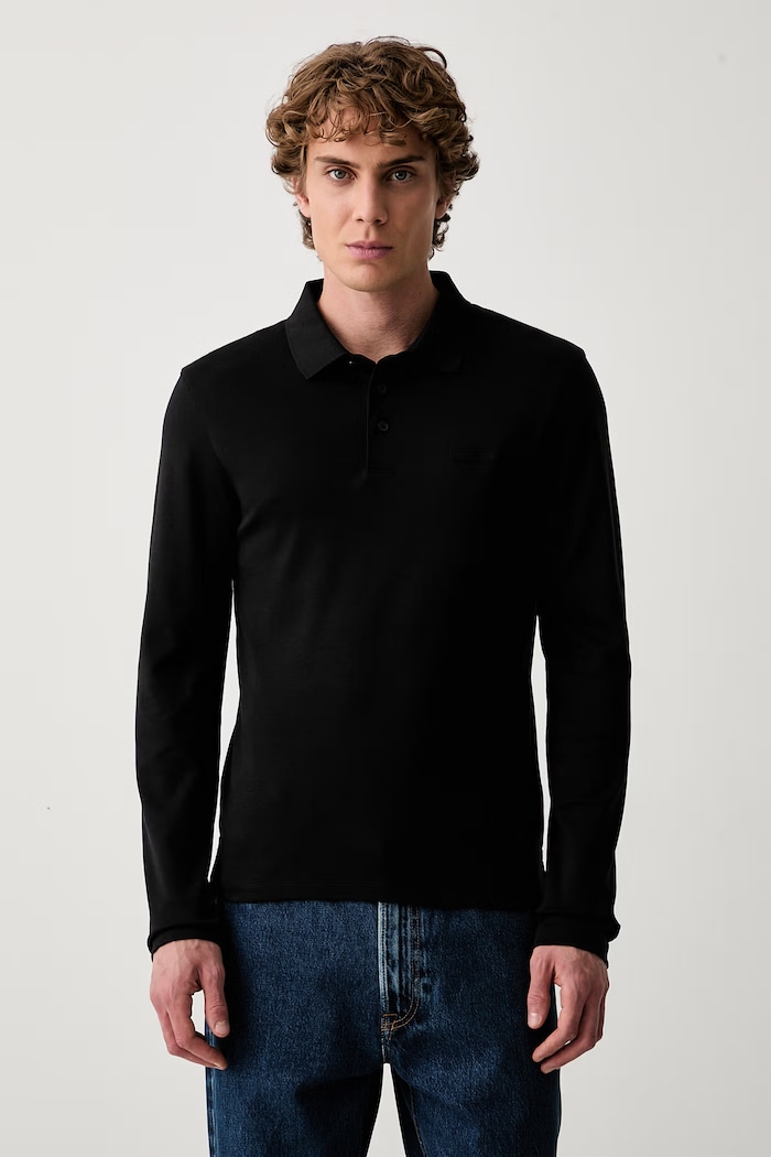 Calvin Klein maglietta a maniche lunghe da uomo in cotone nero LV04LH240G