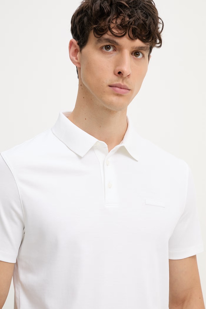 Calvin Klein polo męskie bawełniane biały LV04LH204G
