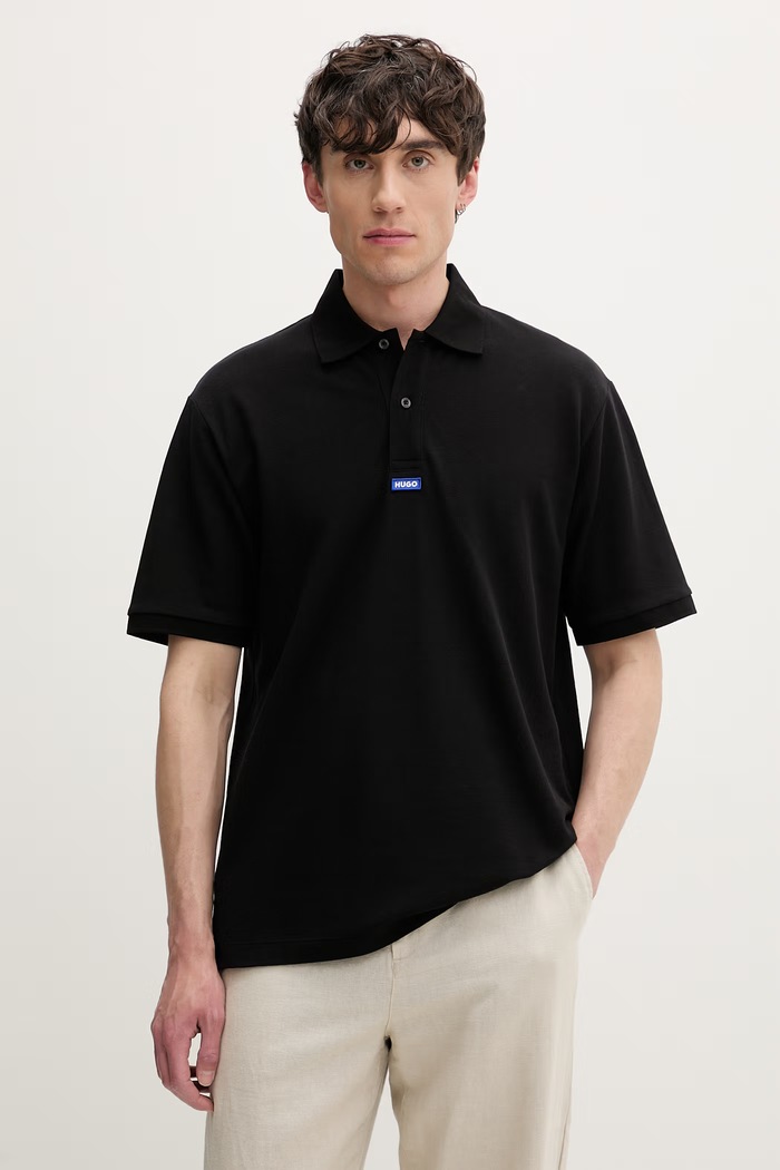 HUGO Blue polo pánské bavlněné Nolitos černá 50564309