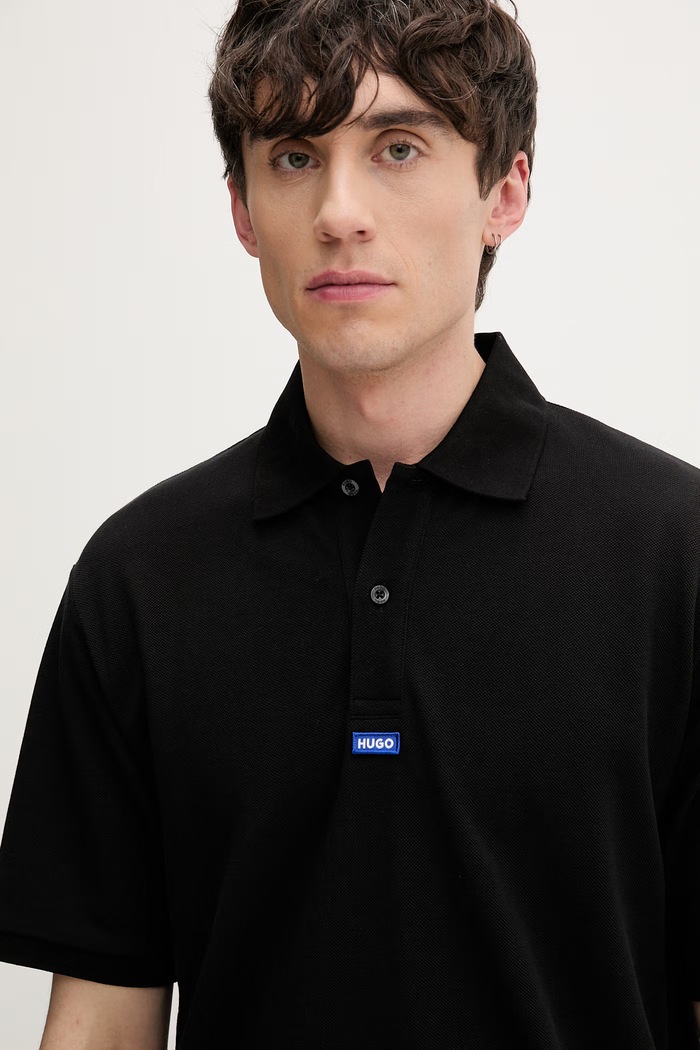 HUGO Blue polo pánské bavlněné Nolitos černá 50564309