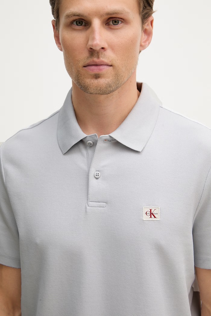 Calvin Klein Jeans polo pentru bărbați, cu bumbac gri LV04RG217G