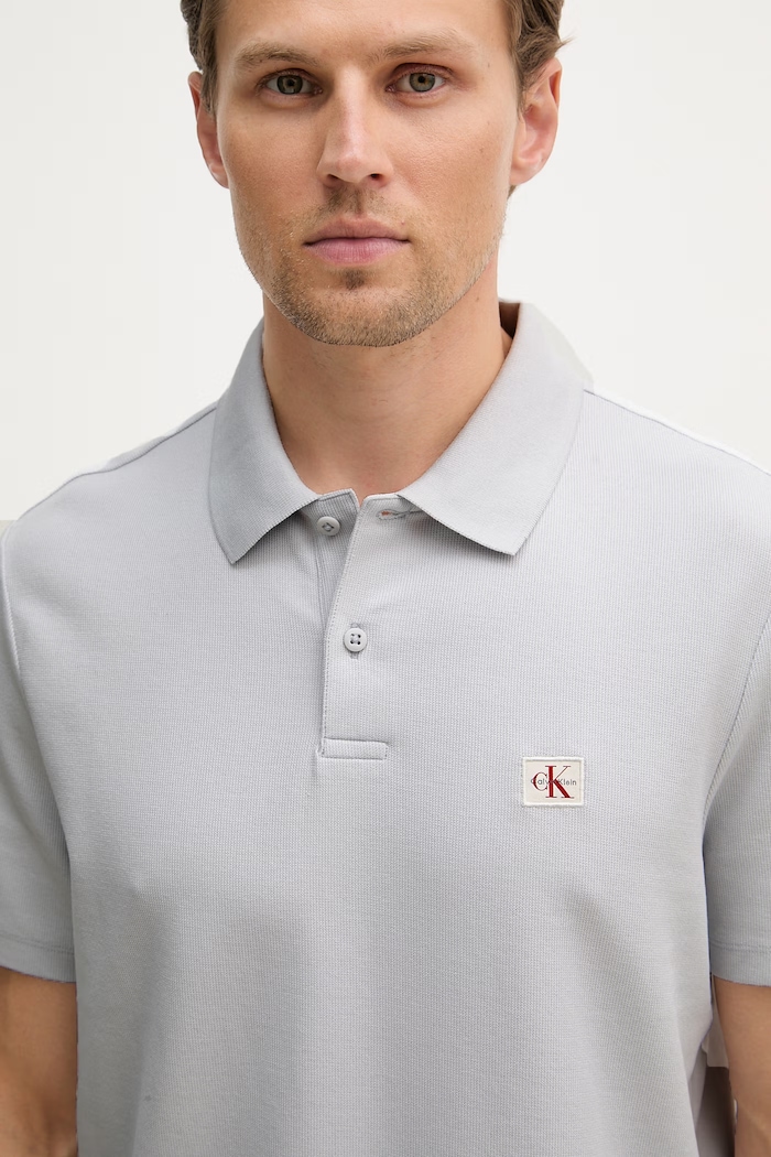 Calvin Klein Jeans polo pentru bărbați, cu bumbac gri LV04RG217G