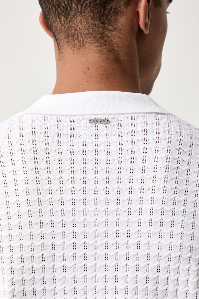 Guess pletena polo majica za muškarce s viskozom M6YR29.Z1053 bijela