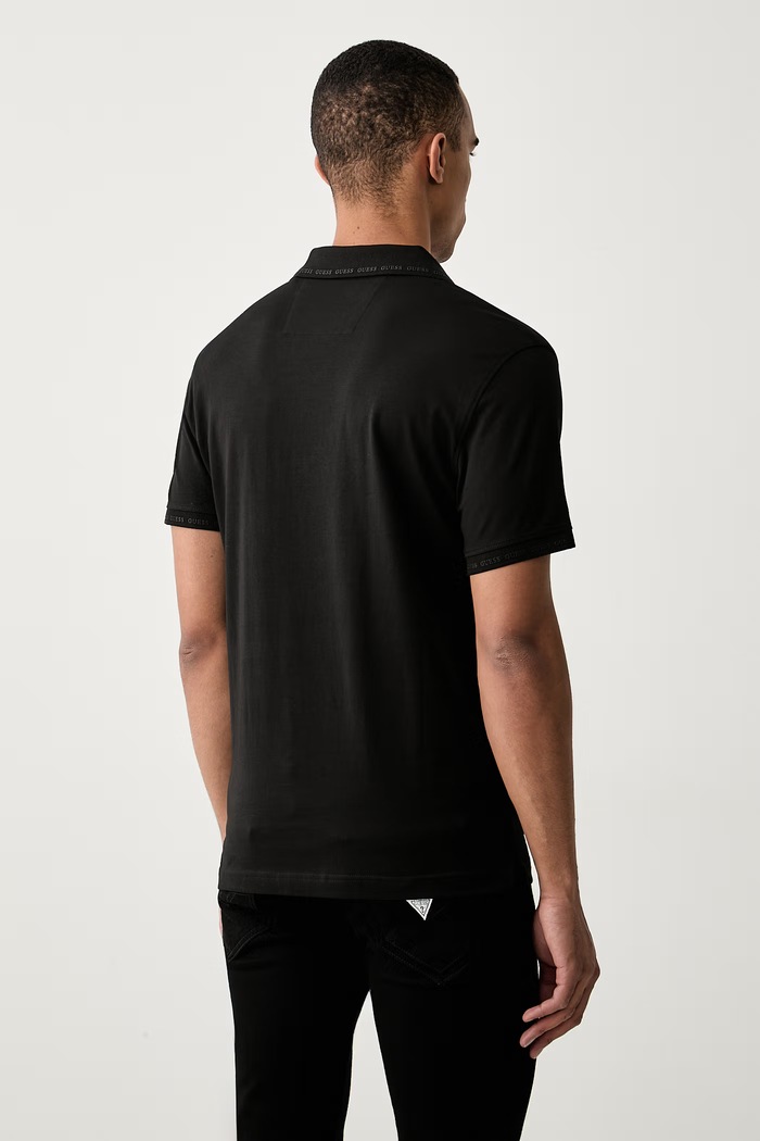 Odzież Guess polo męskie z bawełną M6YP66.K4394 czarny