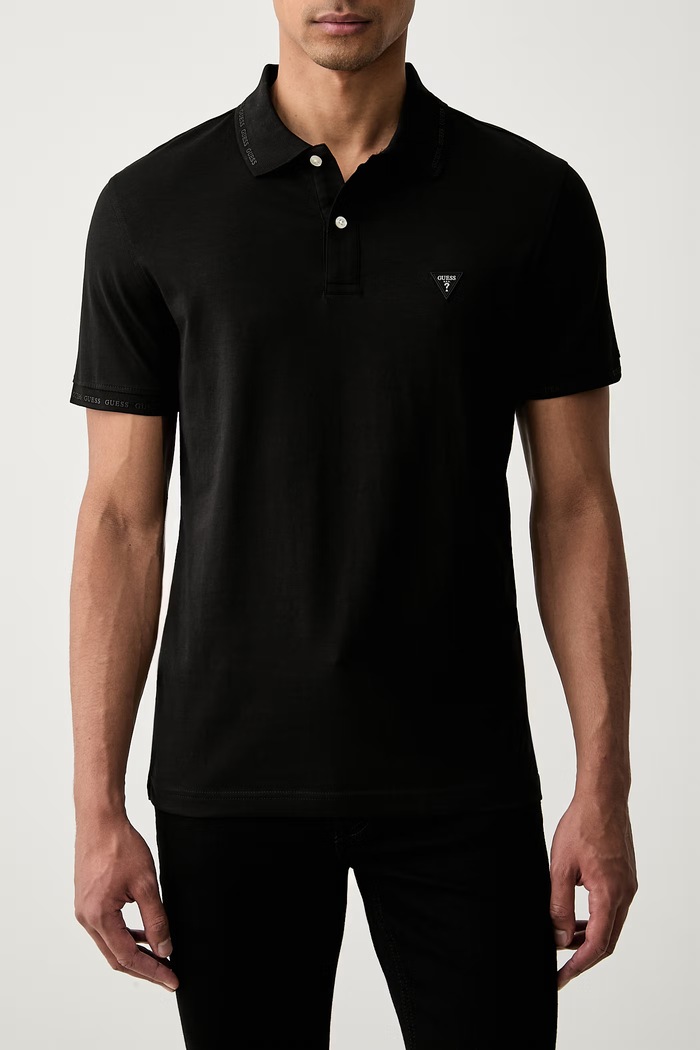 Guess polo męskie z bawełną czarny M6YP66.K4394