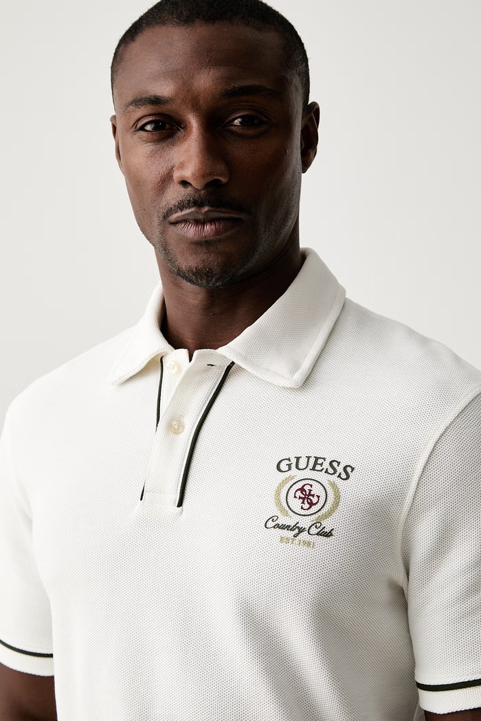 Guess polo męskie bawełniane beżowy M6YP17.K4398