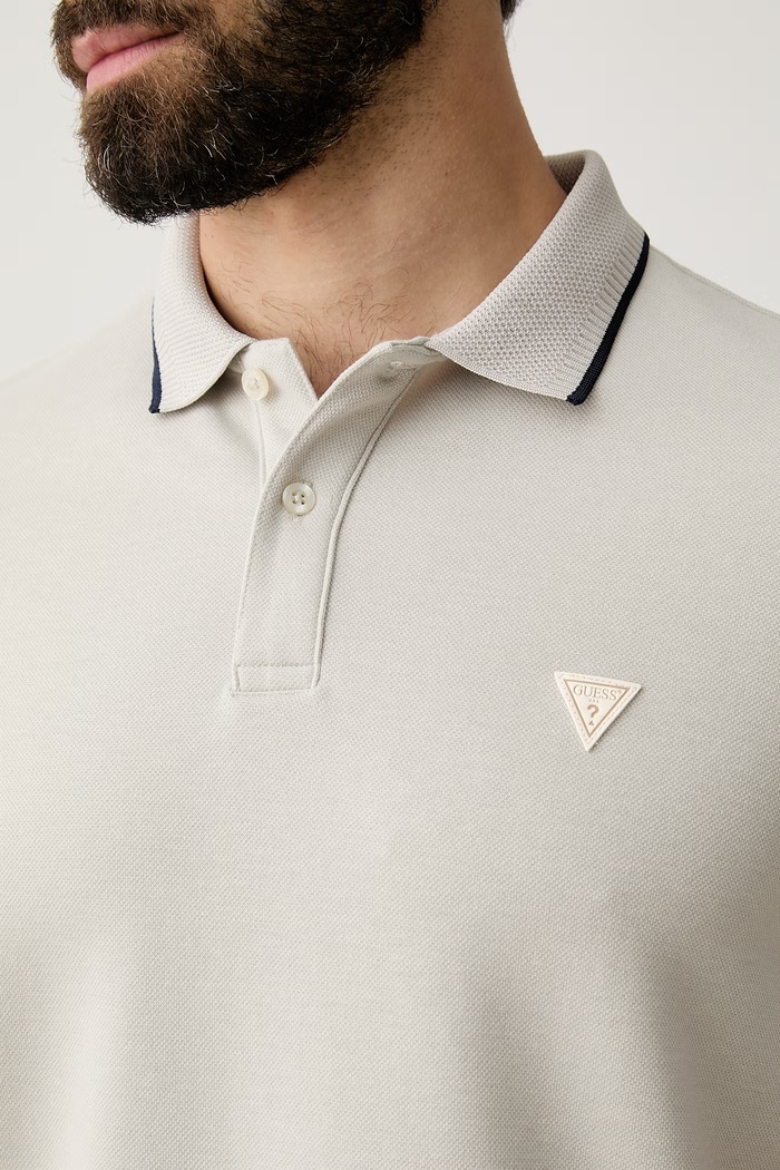Guess polo męskie z bawełną M6YP11.K4390 beżowy