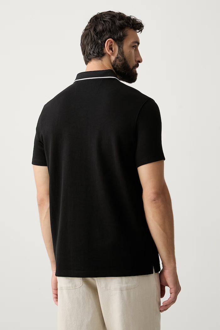 Ρούχα Guess πόλο ανδρικό με βαμβάκι M6YP11.K4390 μαύρο