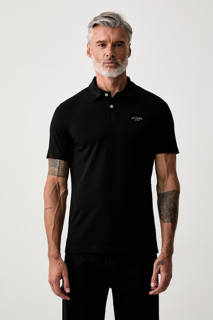 Guess polo pánské bavlněné s elastanem černá M6YP07.K4104