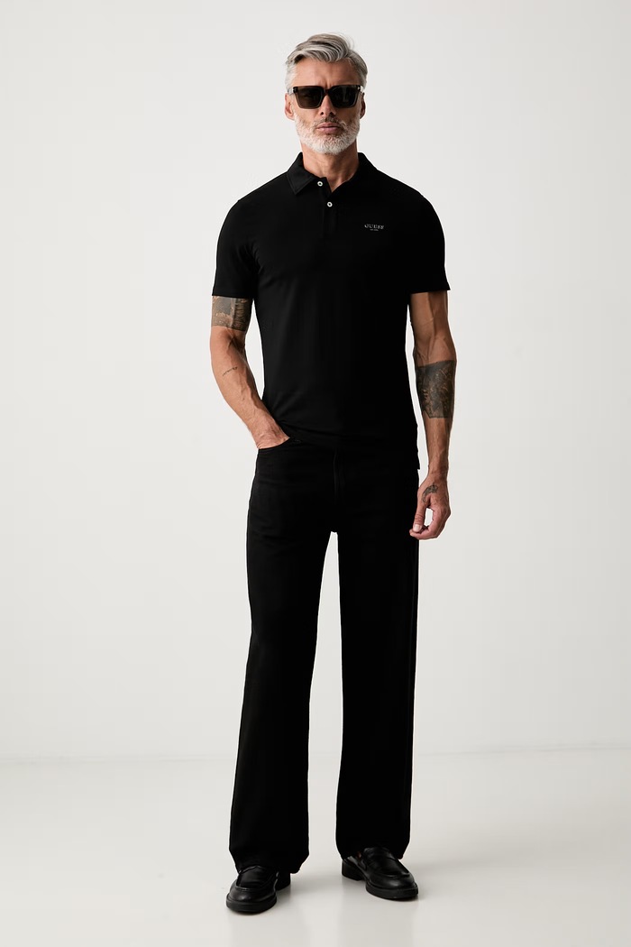 Guess polo męskie bawełniane z elastanem M6YP07.K4104 czarny AW26