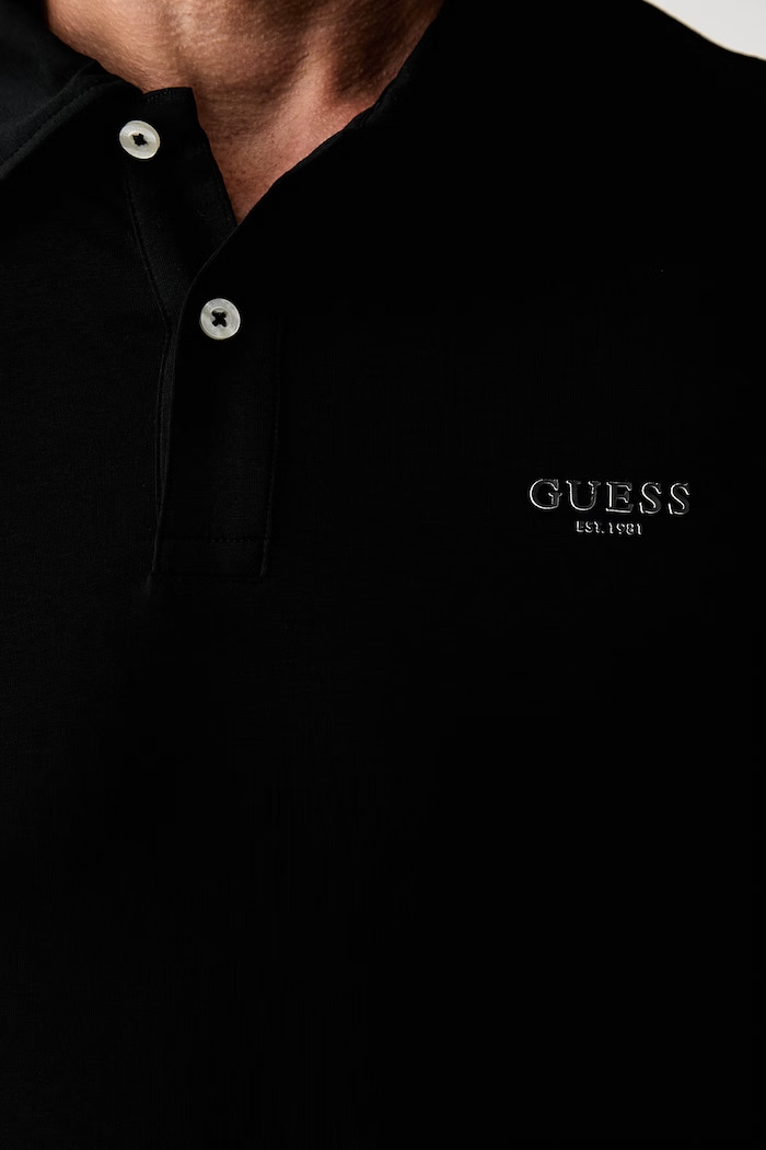 Guess polo pánské bavlněné s elastanem M6YP07.K4104 černá
